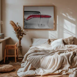 US Classic Car 1958 Taillight Abstract - Stretched Canvas, Poster Or Fine Art Print(Us Classic Car 1958 Taillight Abstract Stretched Canvas Poster Or Fine Art Print) -Heart Wall Art Store pictufy interior warm beige bedroom horizontal rat 2165828