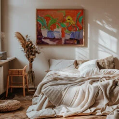 Vibrant Plant Harmony - Stretched Canvas, Poster Or Fine Art Print(Vibrant Plant Harmony Stretched Canvas Poster Or Fine Art Print) 18 Vibrant Plant Harmony - Stretched Canvas, Poster Or Fine Art Print(Vibrant Plant Harmony Stretched Canvas Poster Or Fine Art Print) -Heart Wall Art Store pictufy interior warm beige bedroom horizontal rat 2570721