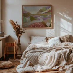 Through The Lull Fields - Stretched Canvas, Poster Or Fine Art Print(Through The Lull Fields Stretched Canvas Poster Or Fine Art Print) -Heart Wall Art Store pictufy interior warm beige bedroom horizontal rat 2571708