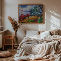 Sonoma Hillside - Stretched Canvas, Poster Or Fine Art Print(Sonoma Hillside Stretched Canvas Poster Or Fine Art Print) -Heart Wall Art Store pictufy interior warm beige bedroom horizontal rat 2786681