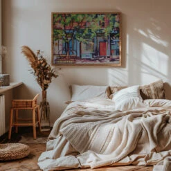West Village - Stretched Canvas, Poster Or Fine Art Print(West Village Stretched Canvas Poster Or Fine Art Print) -Heart Wall Art Store pictufy interior warm beige bedroom horizontal rat 2786706