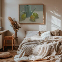 Pitcher And Pears - Stretched Canvas, Poster Or Fine Art Print(Pitcher And Pears Stretched Canvas Poster Or Fine Art Print) -Heart Wall Art Store pictufy interior warm beige bedroom horizontal rat 2787389