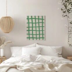 Green Grid - Stretched Canvas, Poster Or Fine Art Print(Green Grid Stretched Canvas Poster Or Fine Art Print) -Heart Wall Art Store pictufy interior white bedroom ratio 5x7 2055858