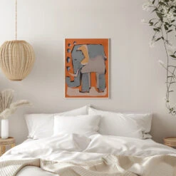 Happy Elephant - Stretched Canvas, Poster Or Fine Art Print(Happy Elephant Stretched Canvas Poster Or Fine Art Print) -Heart Wall Art Store pictufy interior white bedroom ratio 5x7 2371610