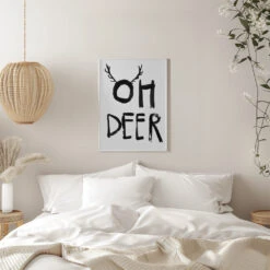 Oh Deer - Stretched Canvas, Poster Or Fine Art Print(Oh Deer Stretched Canvas Poster Or Fine Art Print) -Heart Wall Art Store pictufy interior white bedroom ratio 5x7 2371620