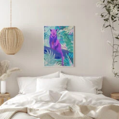 Pink Panther In The Neon Jungle - Stretched Canvas, Poster Or Fine Art Print(Pink Panther In The Neon Jungle Stretched Canvas Poster Or Fine Art Print) -Heart Wall Art Store pictufy interior white bedroom ratio 5x7 2425723