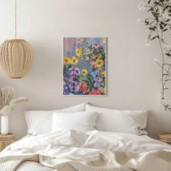 Retro Floral Bouquet - Stretched Canvas, Poster Or Fine Art Print(Retro Floral Bouquet Stretched Canvas Poster Or Fine Art Print) -Heart Wall Art Store pictufy interior white bedroom ratio 5x7 2451045