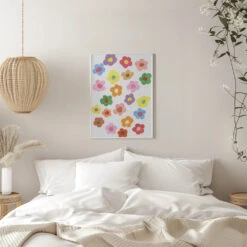 Rainbow Daisies - Stretched Canvas, Poster Or Fine Art Print(Rainbow Daisies Stretched Canvas Poster Or Fine Art Print) -Heart Wall Art Store pictufy interior white bedroom ratio 5x7 2451053