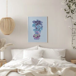 Blooming Vase In Blue - Stretched Canvas, Poster Or Fine Art Print(Blooming Vase In Blue Stretched Canvas Poster Or Fine Art Print) -Heart Wall Art Store pictufy interior white bedroom ratio 5x7 2454665