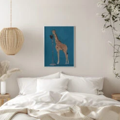 Giraffe Microphone Pink 2 01 - Stretched Canvas, Poster Or Fine Art Print(Giraffe Microphone Pink 2 01 Stretched Canvas Poster Or Fine Art Print) -Heart Wall Art Store pictufy interior white bedroom ratio 5x7 2508548