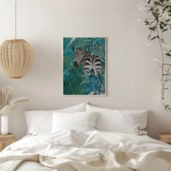 Zebra In The Jungle 1 - Stretched Canvas, Poster Or Fine Art Print(Zebra In The Jungle 1 Stretched Canvas Poster Or Fine Art Print) -Heart Wall Art Store pictufy interior white bedroom ratio 5x7 2520660