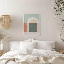 Geometric Composition With Pastel Colors - Stretched Canvas, Poster Or Fine Art Print(Geometric Composition With Pastel Colors Stretched Canvas Poster Or Fine Art Print) -Heart Wall Art Store pictufy interior white bedroom ratio 5x7 2552077