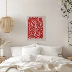 Red Leaf Harmony - Stretched Canvas, Poster Or Fine Art Print(Red Leaf Harmony Stretched Canvas Poster Or Fine Art Print) -Heart Wall Art Store pictufy interior white bedroom ratio 5x7 2552168