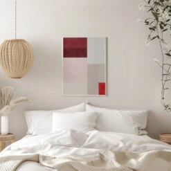 Crimson Hues Harmony - Stretched Canvas, Poster Or Fine Art Print(Crimson Hues Harmony Stretched Canvas Poster Or Fine Art Print) -Heart Wall Art Store pictufy interior white bedroom ratio 5x7 2552171
