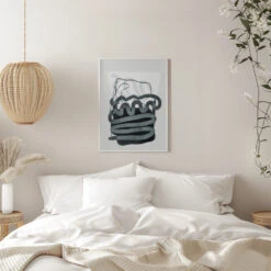 Painted Lines Swazz 3 Kopie - Stretched Canvas, Poster Or Fine Art Print(Painted Lines Swazz 3 Kopie Stretched Canvas Poster Or Fine Art Print) -Heart Wall Art Store pictufy interior white bedroom ratio 5x7 2553058