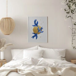 Blue Birds - Stretched Canvas, Poster Or Fine Art Print(Blue Birds Stretched Canvas Poster Or Fine Art Print) -Heart Wall Art Store pictufy interior white bedroom ratio 5x7 2593679