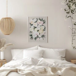 Dara Bouquet In Beige - Stretched Canvas, Poster Or Fine Art Print(Dara Bouquet In Beige Stretched Canvas Poster Or Fine Art Print) -Heart Wall Art Store pictufy interior white bedroom ratio 5x7 2613389