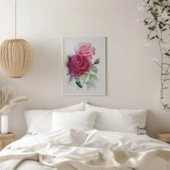 Rose June - Stretched Canvas, Poster Or Fine Art Print(Rose June Stretched Canvas Poster Or Fine Art Print) -Heart Wall Art Store pictufy interior white bedroom ratio 5x7 2737538