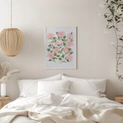 Ladybug Flowers Pink - Stretched Canvas, Poster Or Fine Art Print(Ladybug Flowers Pink Stretched Canvas Poster Or Fine Art Print) -Heart Wall Art Store pictufy interior white bedroom ratio 5x7 2757679