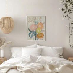 Springtime Daisies Earthy Tones - Stretched Canvas, Poster Or Fine Art Print(Springtime Daisies Earthy Tones Stretched Canvas Poster Or Fine Art Print) -Heart Wall Art Store pictufy interior white bedroom ratio 5x7 2858549