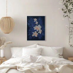 Orchids Shadow Blue Notes - Stretched Canvas, Poster Or Fine Art Print(Orchids Shadow Blue Notes Stretched Canvas Poster Or Fine Art Print) -Heart Wall Art Store pictufy interior white bedroom ratio 5x7 2867369