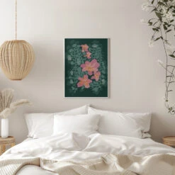 Orchids Shadow Green Notes - Stretched Canvas, Poster Or Fine Art Print(Orchids Shadow Green Notes Stretched Canvas Poster Or Fine Art Print) -Heart Wall Art Store pictufy interior white bedroom ratio 5x7 2867370