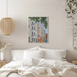 Pastel Houses - Stretched Canvas, Poster Or Fine Art Print(Pastel Houses Stretched Canvas Poster Or Fine Art Print) -Heart Wall Art Store pictufy interior white bedroom ratio 5x7 2891430