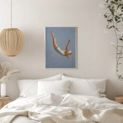 Blue Grey Diver - Stretched Canvas, Poster Or Fine Art Print(Blue Grey Diver Stretched Canvas Poster Or Fine Art Print) -Heart Wall Art Store pictufy interior white bedroom ratio 5x7 2912033