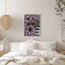 Leopard Print Zebra Pink - Stretched Canvas, Poster Or Fine Art Print(Leopard Print Zebra Pink Stretched Canvas Poster Or Fine Art Print) -Heart Wall Art Store pictufy interior white bedroom ratio 5x7 2956650
