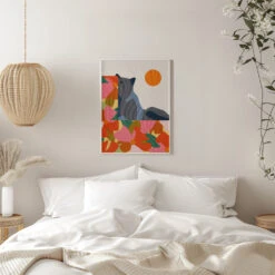 Sunny Garden Cat - Stretched Canvas, Poster Or Fine Art Print(Sunny Garden Cat Stretched Canvas Poster Or Fine Art Print) -Heart Wall Art Store pictufy interior white bedroom ratio 5x7 2980727
