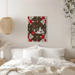 Snowy Festivities Pattern - Stretched Canvas, Poster Or Fine Art Print(Snowy Festivities Pattern Stretched Canvas Poster Or Fine Art Print) -Heart Wall Art Store pictufy interior white bedroom ratio 5x7 2980788