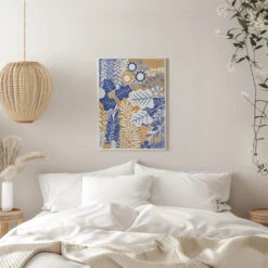 Modern BotanicalMustard & Cornflower - Stretched Canvas, Poster Or Fine Art Print(Modern Botanical Mustard Amp Cornflower Stretched Canvas Poster Or Fine Art Print) -Heart Wall Art Store pictufy interior white bedroom ratio 5x7 3164755