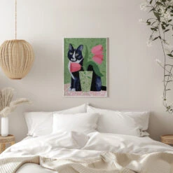 Barry With Pink Tulips And Pattern - Stretched Canvas, Poster Or Fine Art Print(Barry With Pink Tulips And Pattern Stretched Canvas Poster Or Fine Art Print) -Heart Wall Art Store pictufy interior white bedroom ratio 5x7 3167119