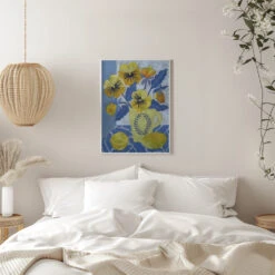 Yellow Pansies And Lemons - Stretched Canvas, Poster Or Fine Art Print(Yellow Pansies And Lemons Stretched Canvas Poster Or Fine Art Print) -Heart Wall Art Store pictufy interior white bedroom ratio 5x7 3167162
