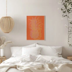 Pineapple Orange - Stretched Canvas, Poster Or Fine Art Print(Pineapple Orange Stretched Canvas Poster Or Fine Art Print) -Heart Wall Art Store pictufy interior white bedroom ratio 5x7 3183550