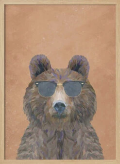 Cool Bear Portrait - Stretched Canvas, Poster Or Fine Art Print(Cool Bear Portrait Stretched Canvas Poster Or Fine Art Print) -Heart Wall Art Store pictufy light wood 50x70 2425740