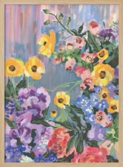 Retro Floral Bouquet - Stretched Canvas, Poster Or Fine Art Print(Retro Floral Bouquet Stretched Canvas Poster Or Fine Art Print) -Heart Wall Art Store pictufy light wood 50x70 2451045