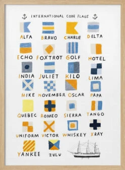 Nautical Flags - Stretched Canvas, Poster Or Fine Art Print(Nautical Flags Stretched Canvas Poster Or Fine Art Print) -Heart Wall Art Store pictufy light wood 50x70 2505720