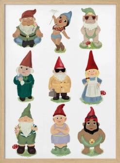 Garden Gnomes - Stretched Canvas, Poster Or Fine Art Print(Garden Gnomes Stretched Canvas Poster Or Fine Art Print) -Heart Wall Art Store pictufy light wood 50x70 2505732