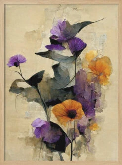 Purple Dry Flowers - Stretched Canvas, Poster Or Fine Art Print(Purple Dry Flowers Stretched Canvas Poster Or Fine Art Print) -Heart Wall Art Store pictufy light wood 50x70 2546857