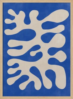 Organic Blue Shapes - Stretched Canvas, Poster Or Fine Art Print(Organic Blue Shapes Stretched Canvas Poster Or Fine Art Print) -Heart Wall Art Store pictufy light wood 50x70 2551413