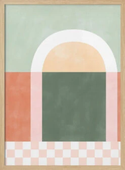 Geometric Composition With Pastel Colors - Stretched Canvas, Poster Or Fine Art Print(Geometric Composition With Pastel Colors Stretched Canvas Poster Or Fine Art Print) -Heart Wall Art Store pictufy light wood 50x70 2552077