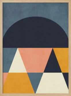 Rainbow Plus ShapesBlue Mustard4 - Stretched Canvas, Poster Or Fine Art Print(Rainbow Plus Shapes Blue Mustard4 Stretched Canvas Poster Or Fine Art Print) -Heart Wall Art Store pictufy light wood 50x70 2553034