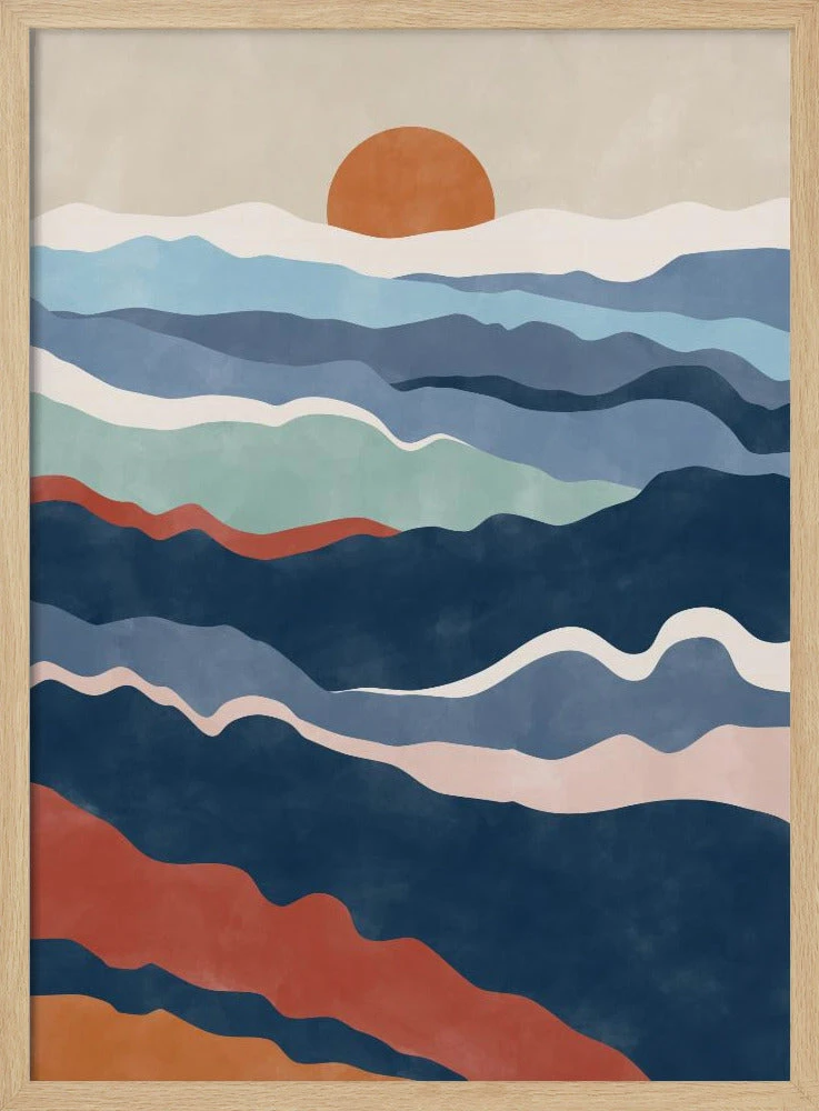 Abstract Landscape With Layered Waves - Stretched Canvas, Poster Or Fine Art Print(Abstract Landscape With Layered Waves Stretched Canvas Poster Or Fine Art Print) 3 Abstract Landscape With Layered Waves - Stretched Canvas, Poster Or Fine Art Print(Abstract Landscape With Layered Waves Stretched Canvas Poster Or Fine Art Print) - Image 3