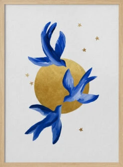 Blue Birds - Stretched Canvas, Poster Or Fine Art Print(Blue Birds Stretched Canvas Poster Or Fine Art Print) -Heart Wall Art Store pictufy light wood 50x70 2593679