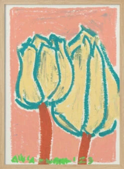 Pink Tulips Peach - Stretched Canvas, Poster Or Fine Art Print(Pink Tulips Peach Stretched Canvas Poster Or Fine Art Print) -Heart Wall Art Store pictufy light wood 50x70 2619821