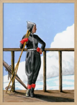 Skier With Red Gloves - Stretched Canvas, Poster Or Fine Art Print(Skier With Red Gloves Stretched Canvas Poster Or Fine Art Print) -Heart Wall Art Store pictufy light wood 50x70 2654305