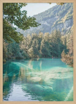 Blausee - Stretched Canvas, Poster Or Fine Art Print(Blausee Stretched Canvas Poster Or Fine Art Print) -Heart Wall Art Store pictufy light wood 50x70 2711137