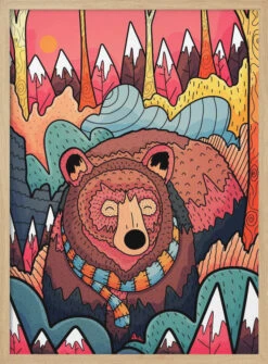 Winter Bear Forest - Stretched Canvas, Poster Or Fine Art Print(Winter Bear Forest Stretched Canvas Poster Or Fine Art Print) -Heart Wall Art Store pictufy light wood 50x70 2745483