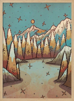 Winter Of Gold And Blue - Stretched Canvas, Poster Or Fine Art Print(Winter Of Gold And Blue Stretched Canvas Poster Or Fine Art Print) -Heart Wall Art Store pictufy light wood 50x70 2745484